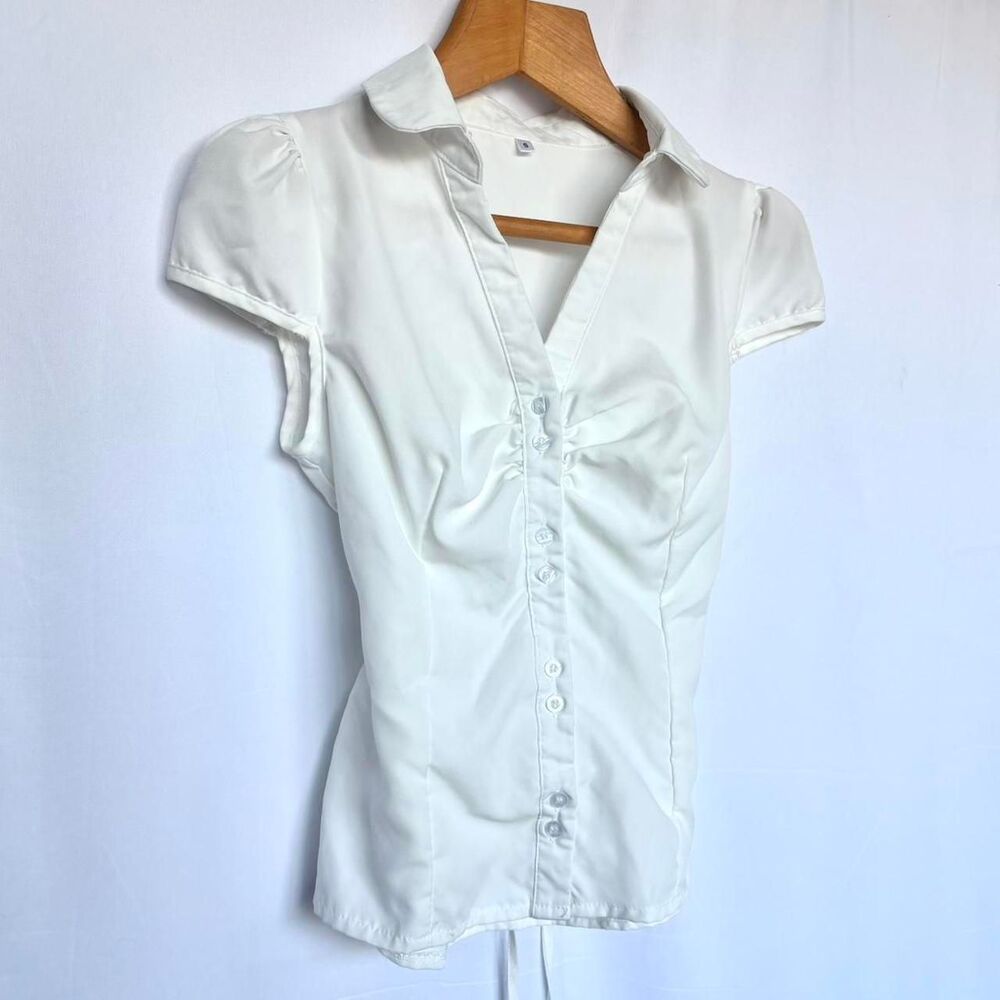 Tie Back Button Up Collared Top - image 2